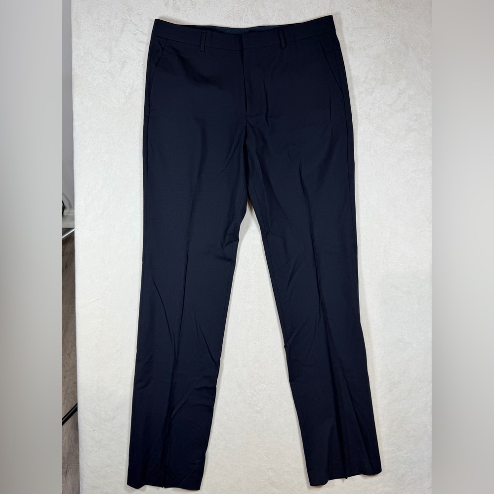 Bonobos 100% Wool 35W 35L Classic Straight Fit Men's Dark Navy Dress Pants